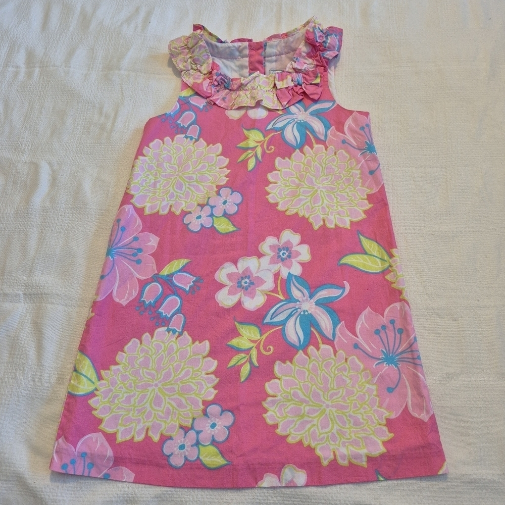 Jillian's Closet girls size 8 pink floral sleeveless shift style dress EUC